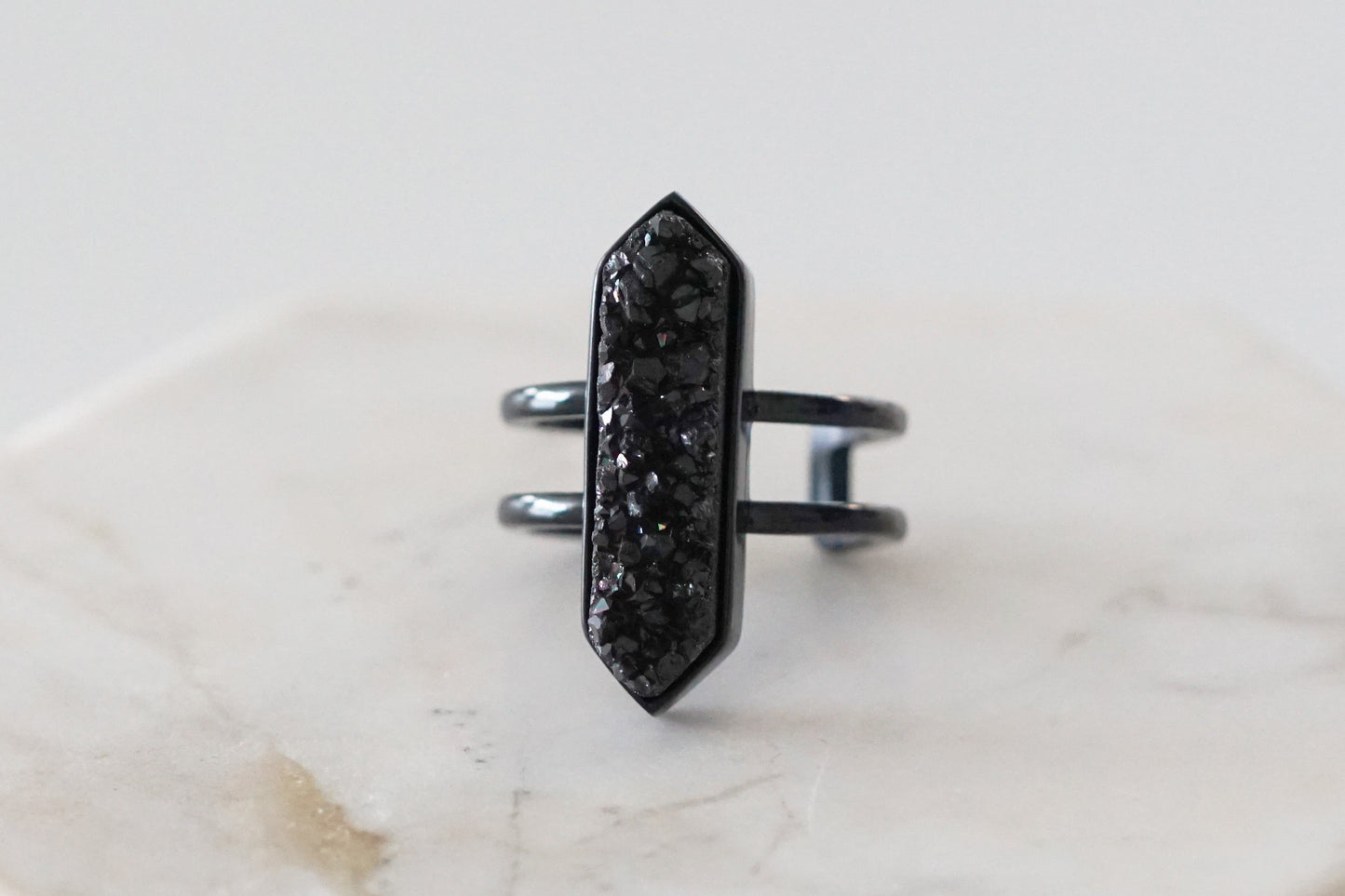 Bangle Collection - Black Magna Raven Quartz Ring