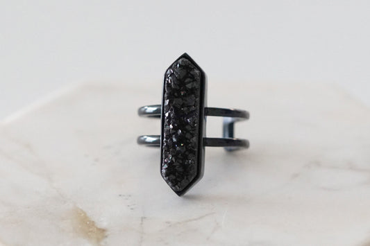 Bangle Collection - Black Magna Raven Quartz Ring