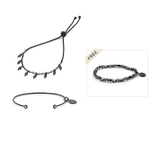 Black Talia Bracelet Stack