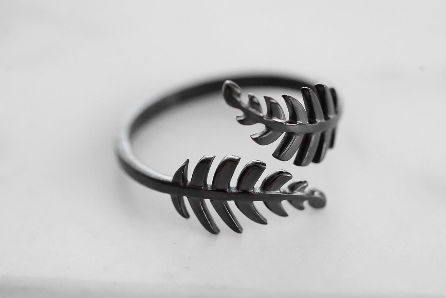 Goddess Collection - Black Laurel Leaf Ring