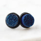 Stone Collection - Black Ondine Blue Quartz Stud Earrings