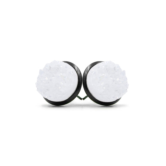 Stone Collection - Black Pearl Quartz Stud Earrings