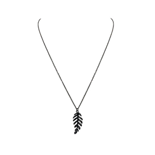 Goddess Collection - Black Laurel Leaf Drop Necklace