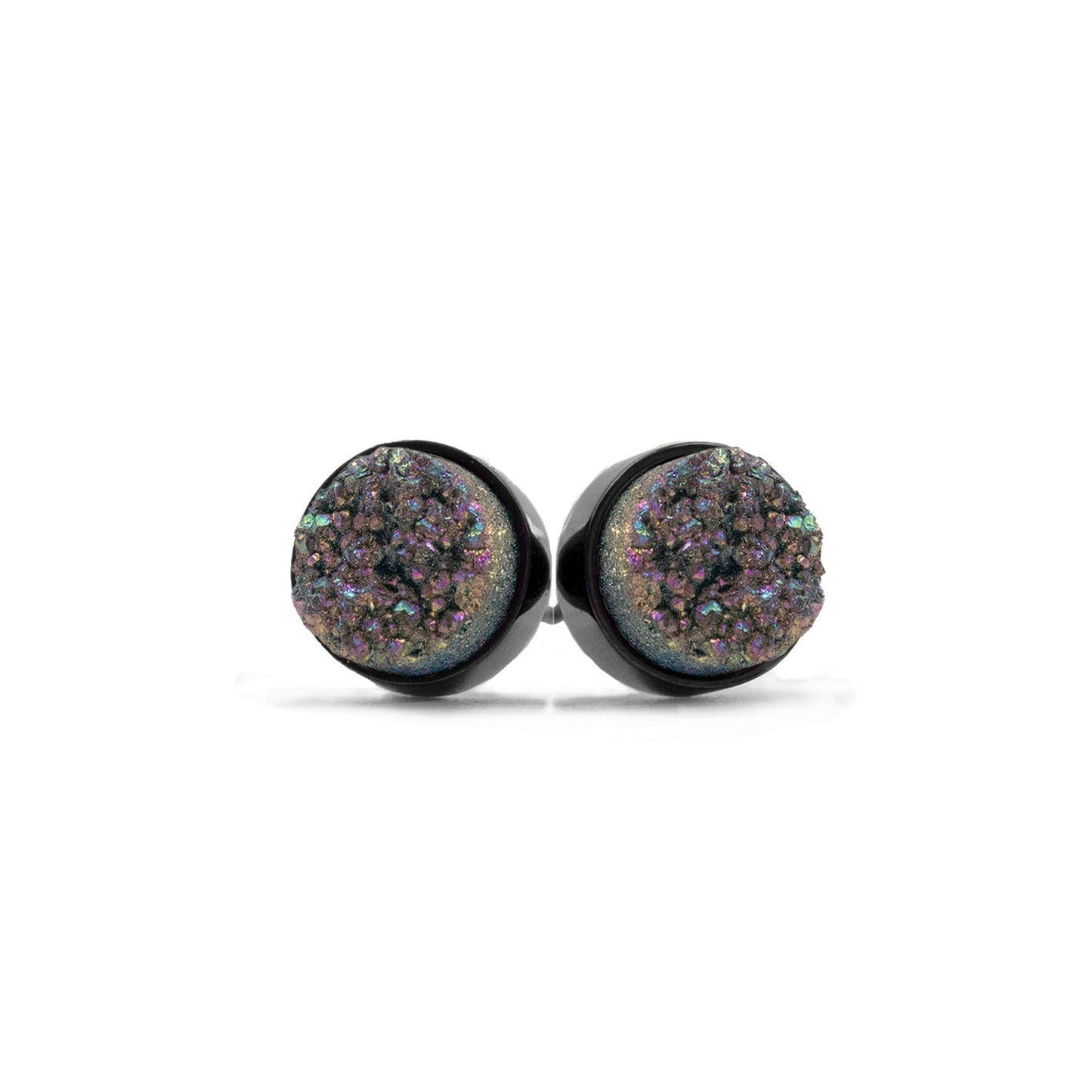 Regal Collection - Black Elara Cosmic Quartz Stud Earrings